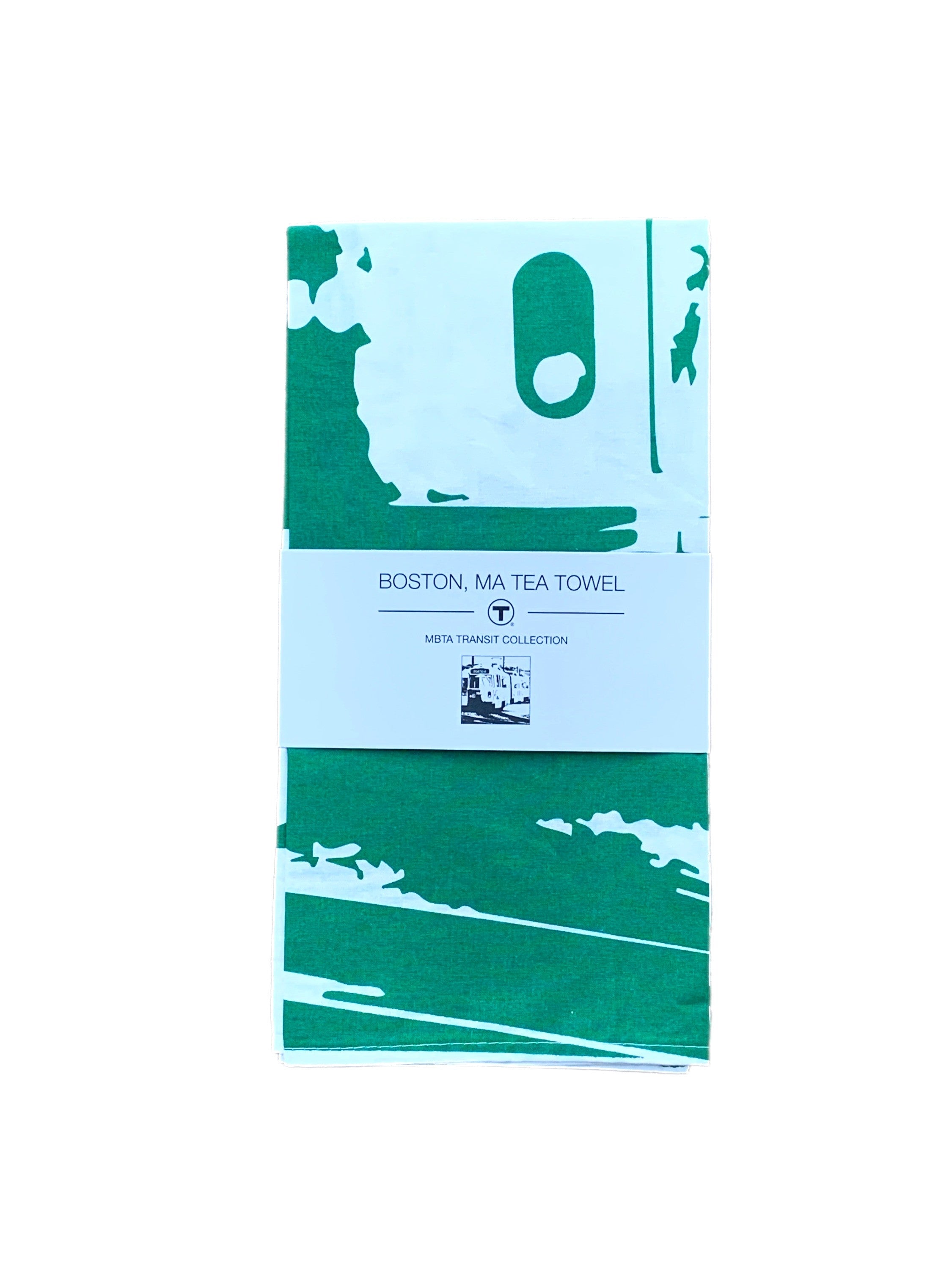 Boston Kitchen MBTA Green Line Trolley Tea Towel in package